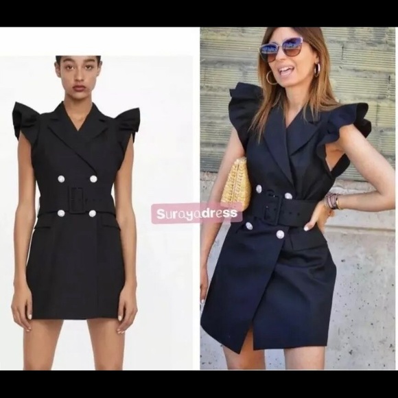 zara ruffle waistcoat dress